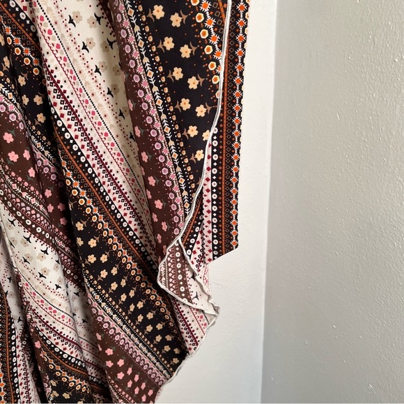 True Wrap Maxi Skirt Black Brown Floral Geometric Boho - Picture 7 of 10